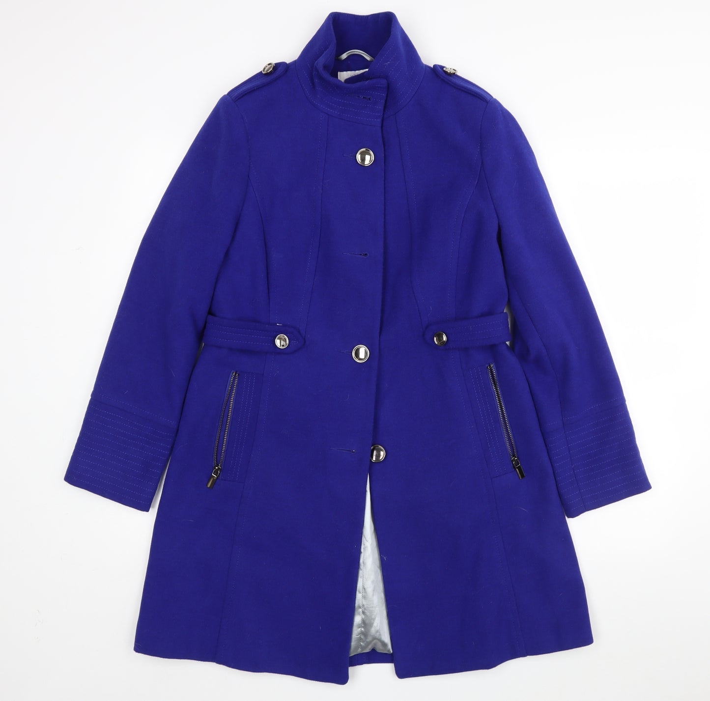 Wallis Womens Blue   Overcoat Coat Size 10