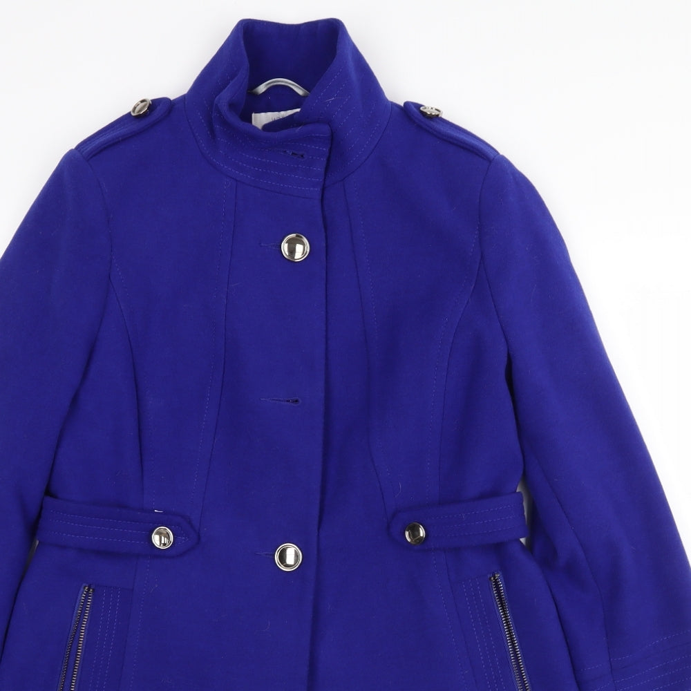 Wallis Womens Blue   Overcoat Coat Size 10