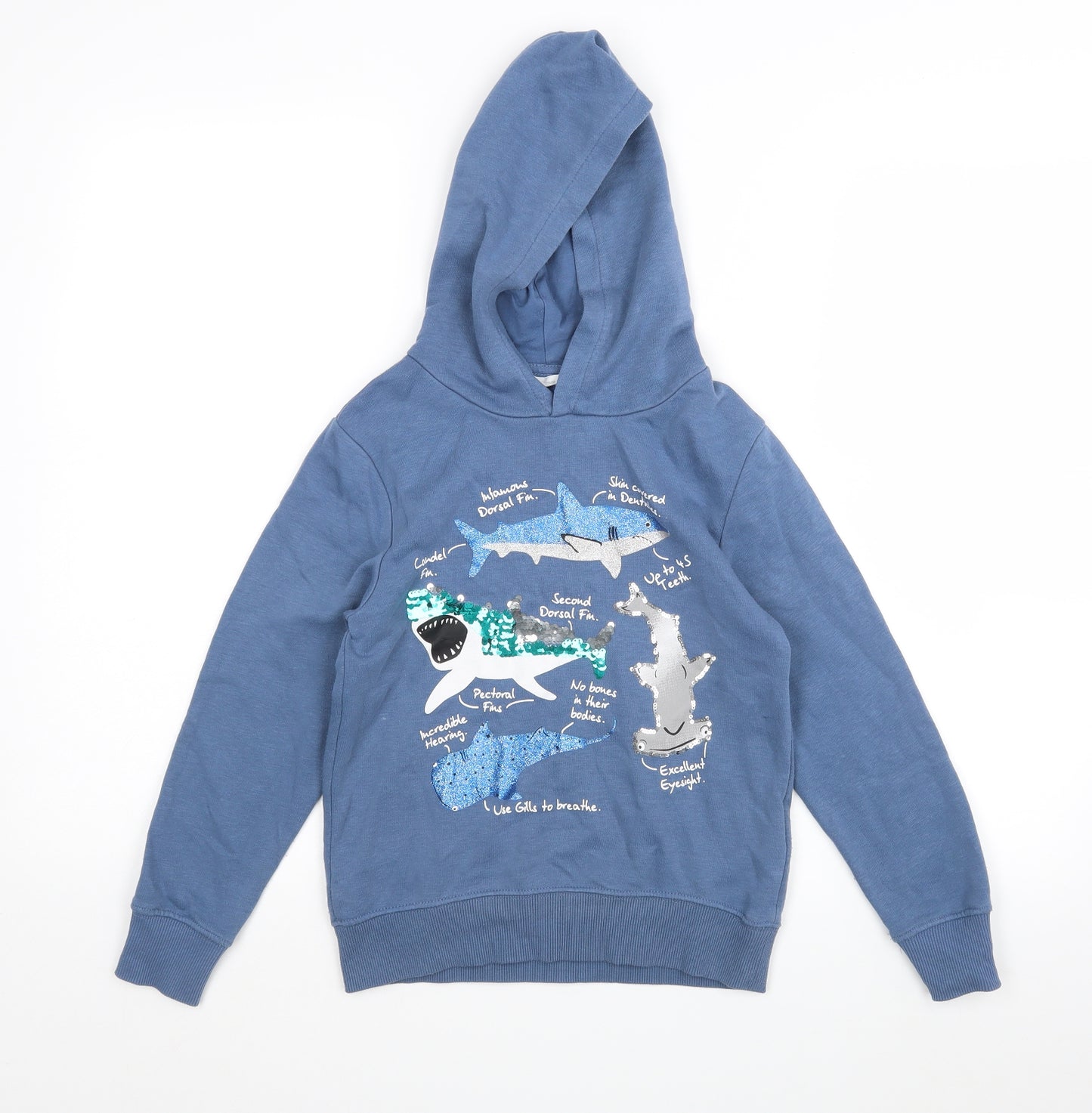 H&M Boys Blue   Pullover Hoodie Size 7-8 Years  - Sharks