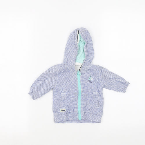 NEXT Baby Blue Striped  Parka Coat Size 0-3 Months