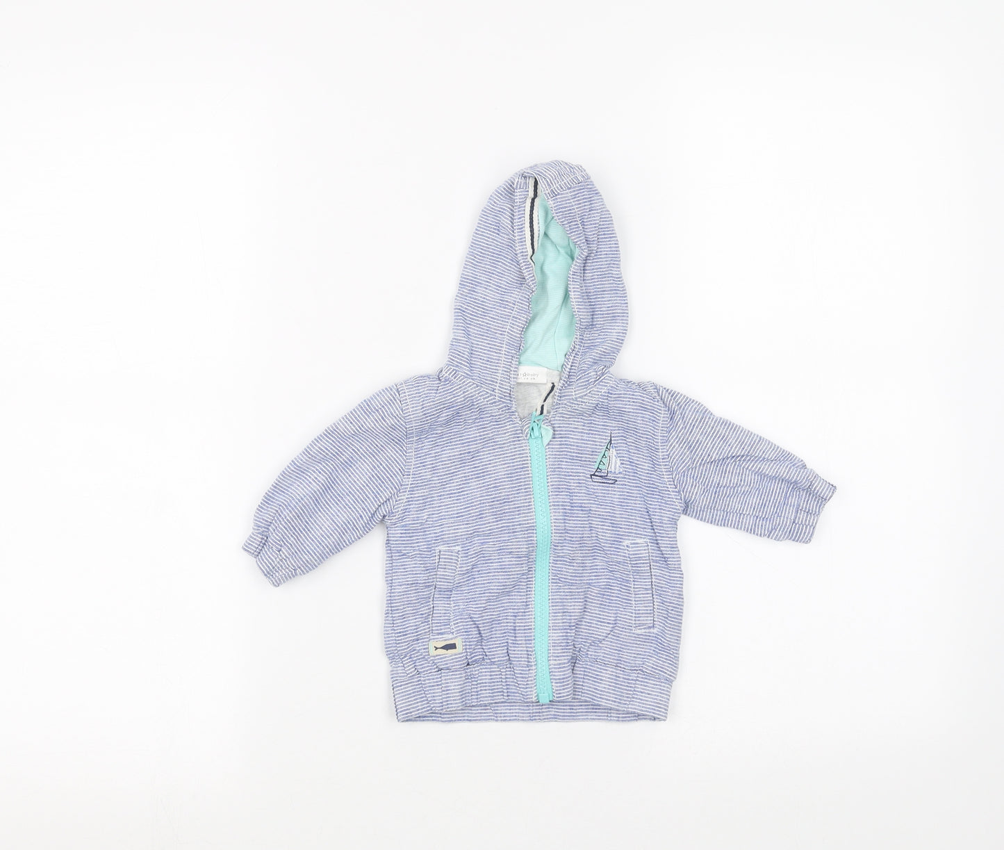 NEXT Baby Blue Striped  Parka Coat Size 0-3 Months