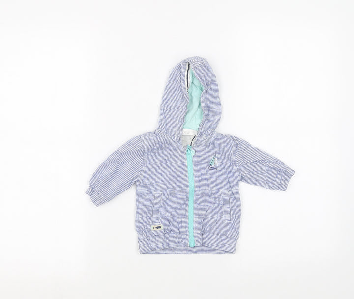 NEXT Baby Blue Striped  Parka Coat Size 0-3 Months