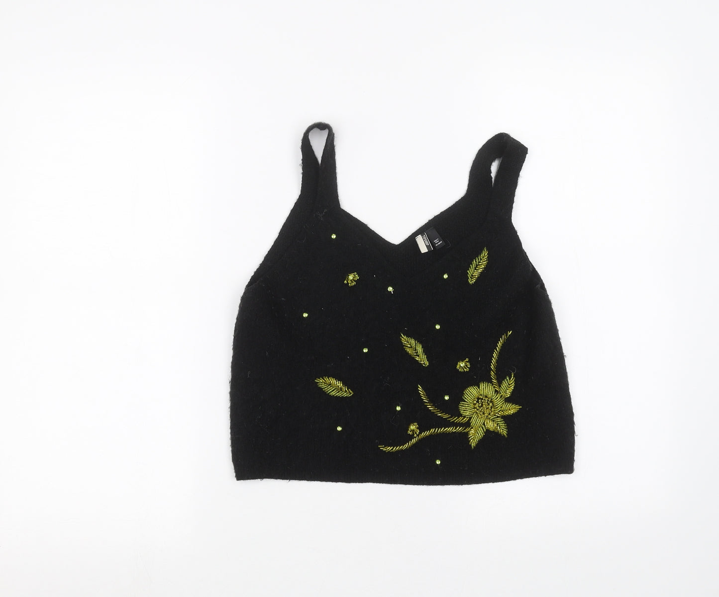 Topshop Womens Black   Cropped T-Shirt Size 14