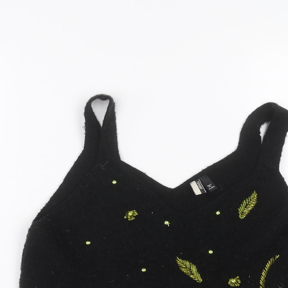 Topshop Womens Black   Cropped T-Shirt Size 14