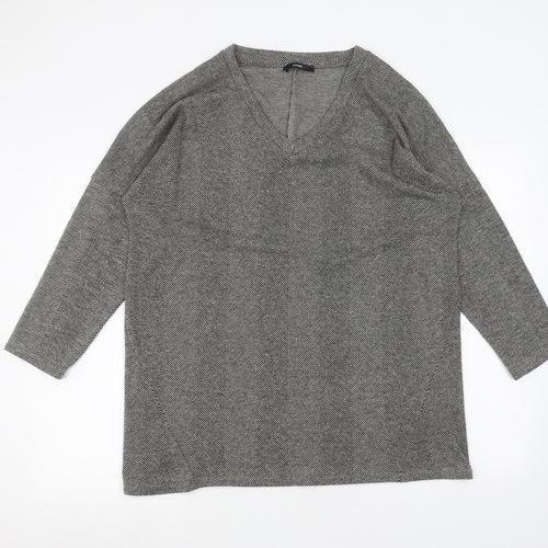 George Womens Black Striped  Basic T-Shirt Size L