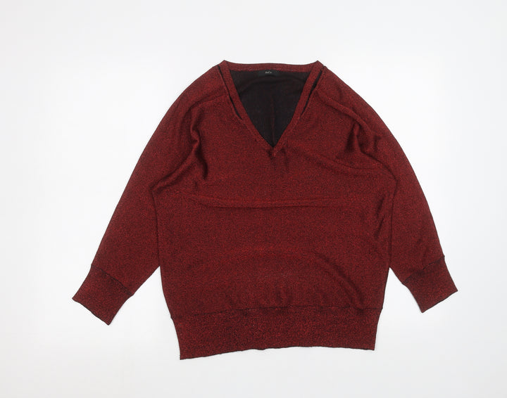 M&Co Womens Red Basic T-Shirt Size 12