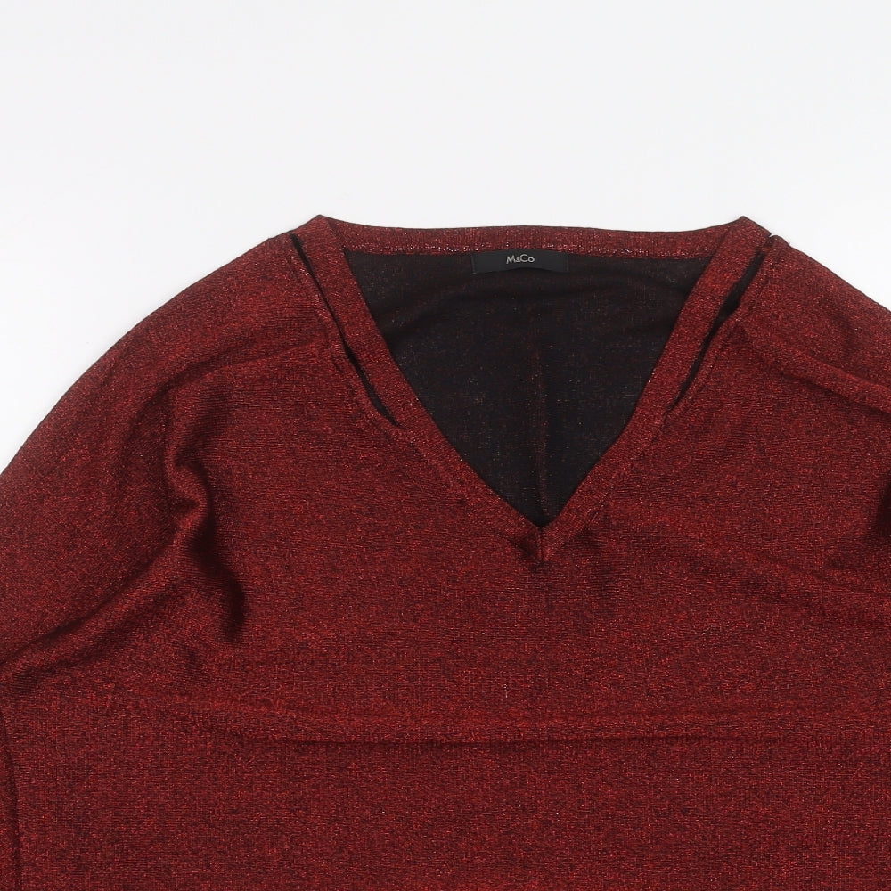 M&Co Womens Red   Basic T-Shirt Size 12