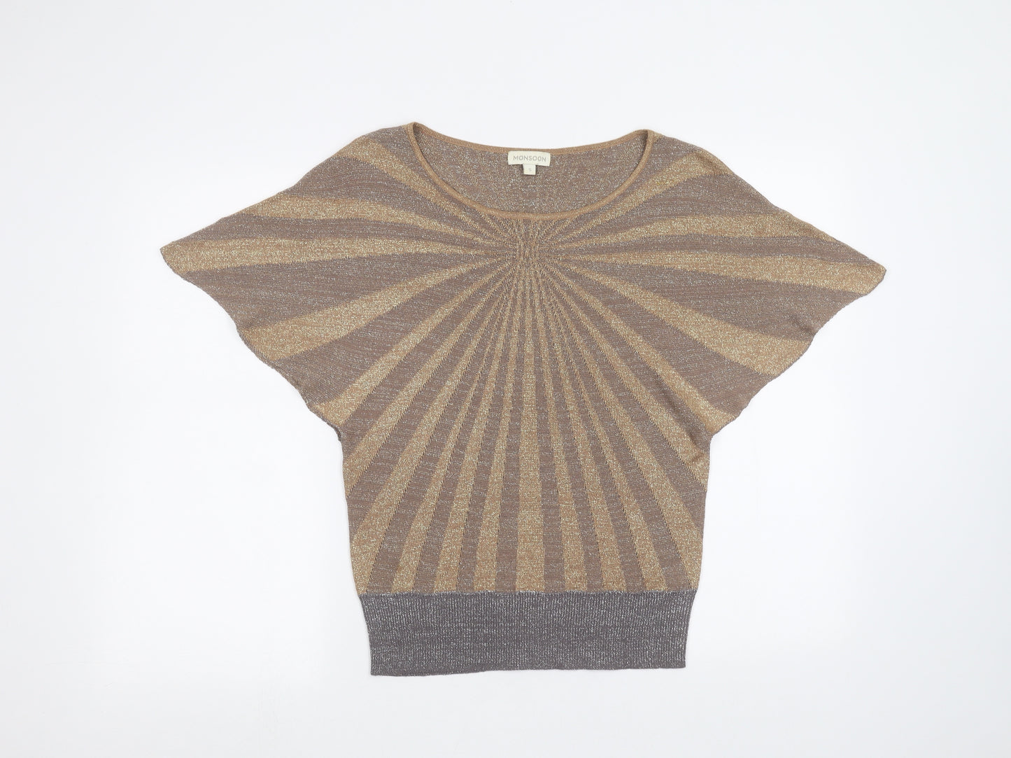 Monsoon Womens Brown Striped  Basic T-Shirt Size S