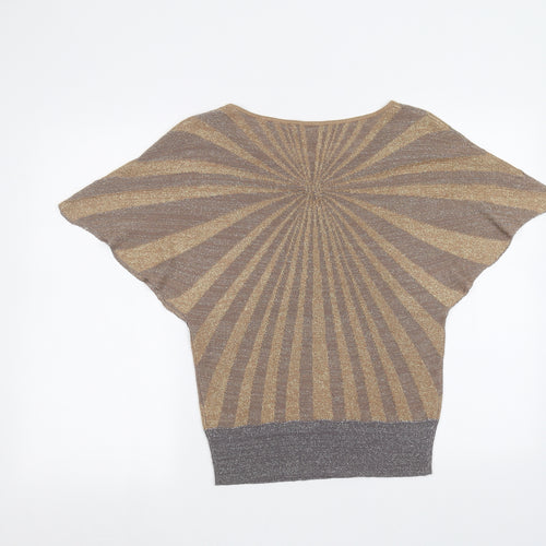 Monsoon Womens Brown Striped  Basic T-Shirt Size S