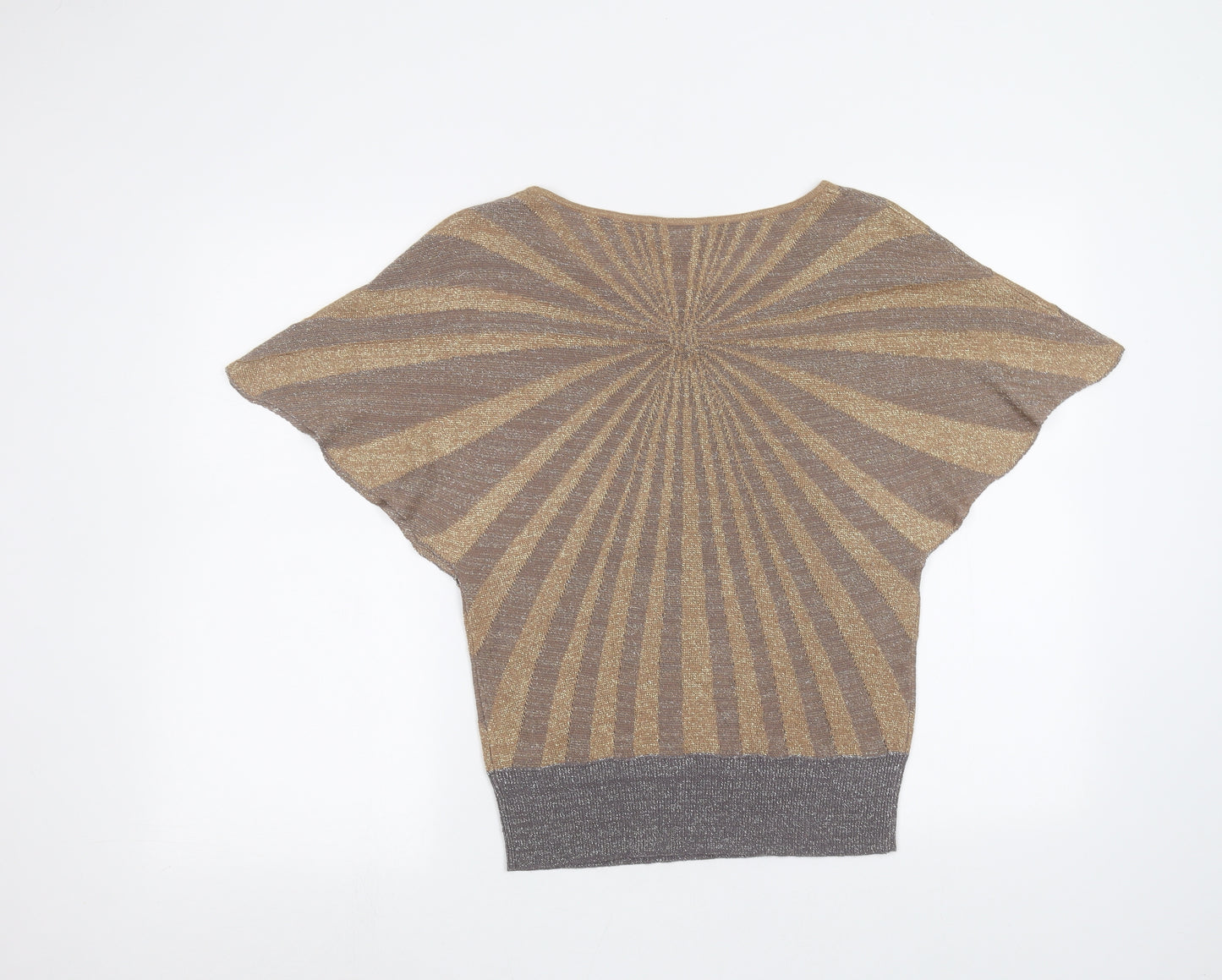 Monsoon Womens Brown Striped  Basic T-Shirt Size S