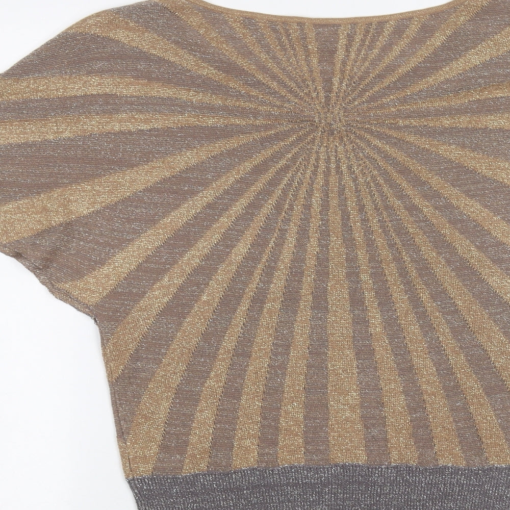 Monsoon Womens Brown Striped  Basic T-Shirt Size S
