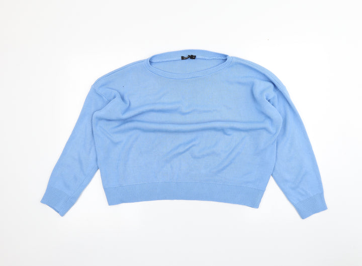 Boohoo Womens Blue Pullover Jumper Size M