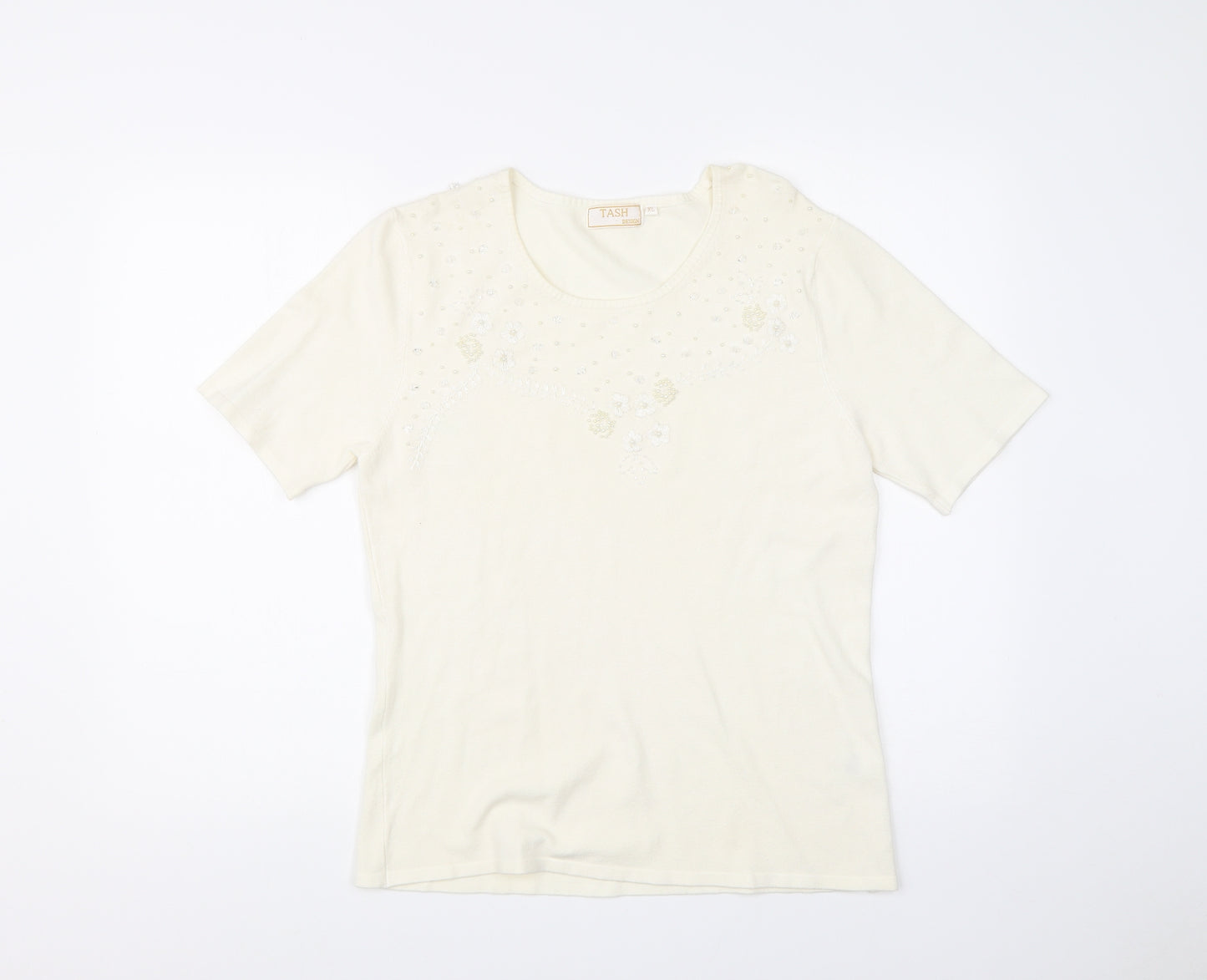 TASH Womens White   Basic T-Shirt Size XL