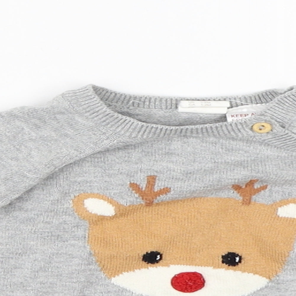 H&M Girls Grey   Basic T-Shirt Size 0-3 Months  - CHRISTMAS