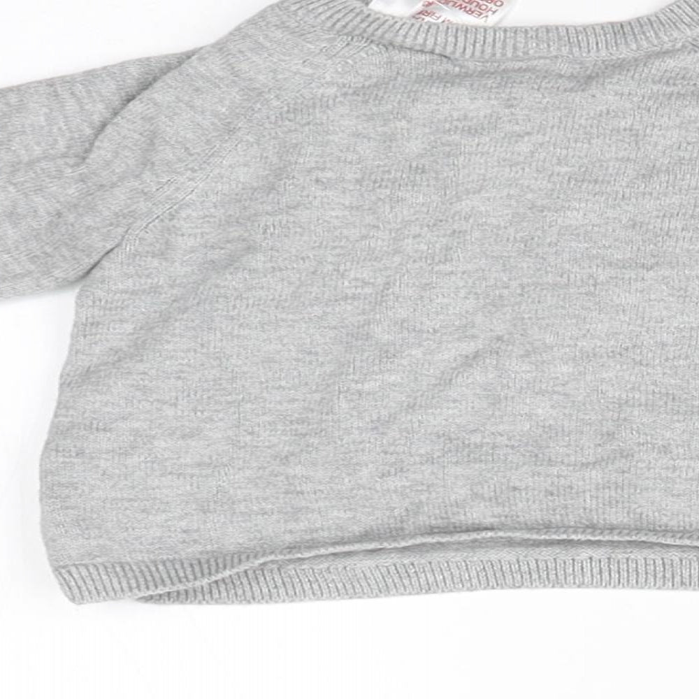 H&M Girls Grey   Basic T-Shirt Size 0-3 Months  - CHRISTMAS