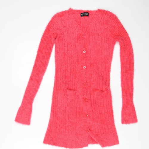 NIYUFUSHI Girls Pink   Cardigan Jumper