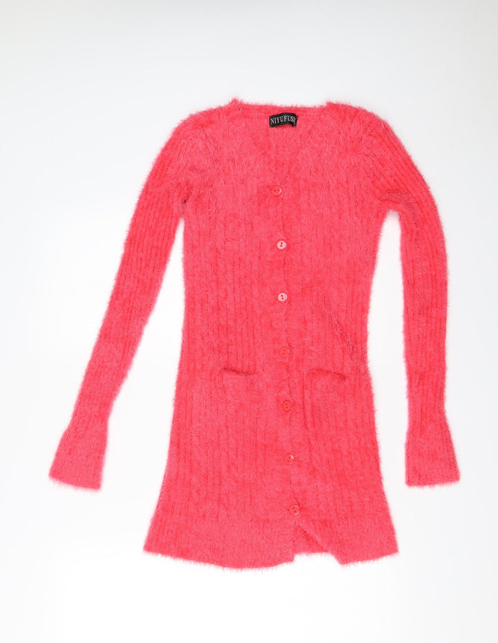 NIYUFUSHI Girls Pink   Cardigan Jumper