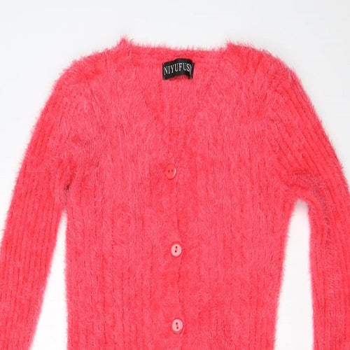 NIYUFUSHI Girls Pink   Cardigan Jumper