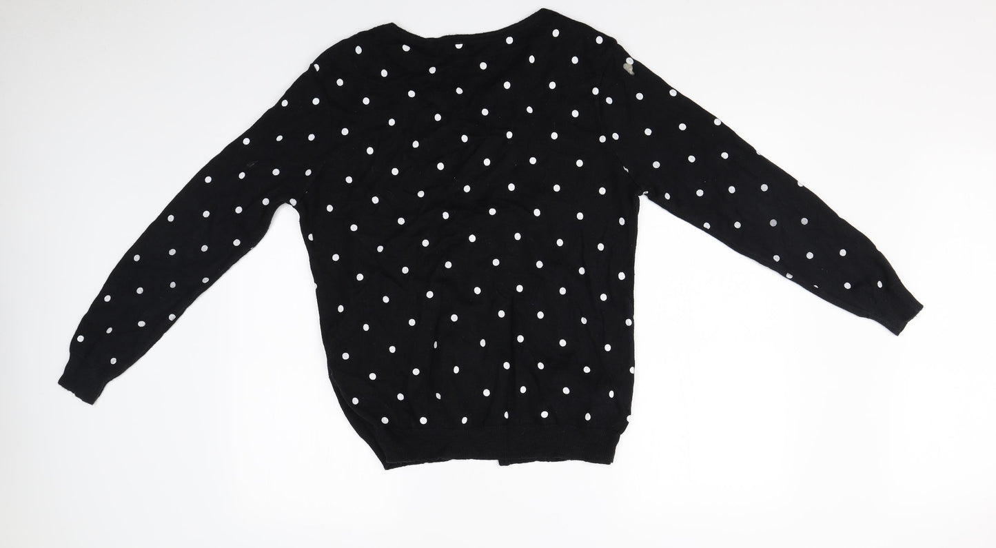 Damart Womens Black Polka Dot  Cardigan Jumper Size 16