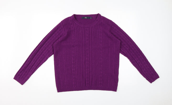 ISLE Womens Purple Striped  Pullover Sweatshirt Size 12