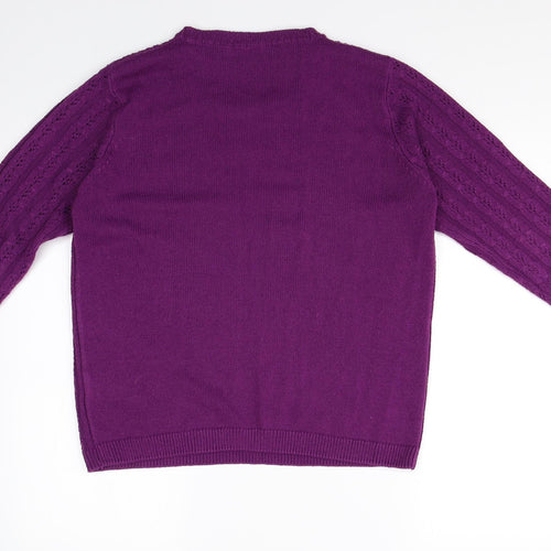 ISLE Womens Purple Striped  Pullover Sweatshirt Size 12