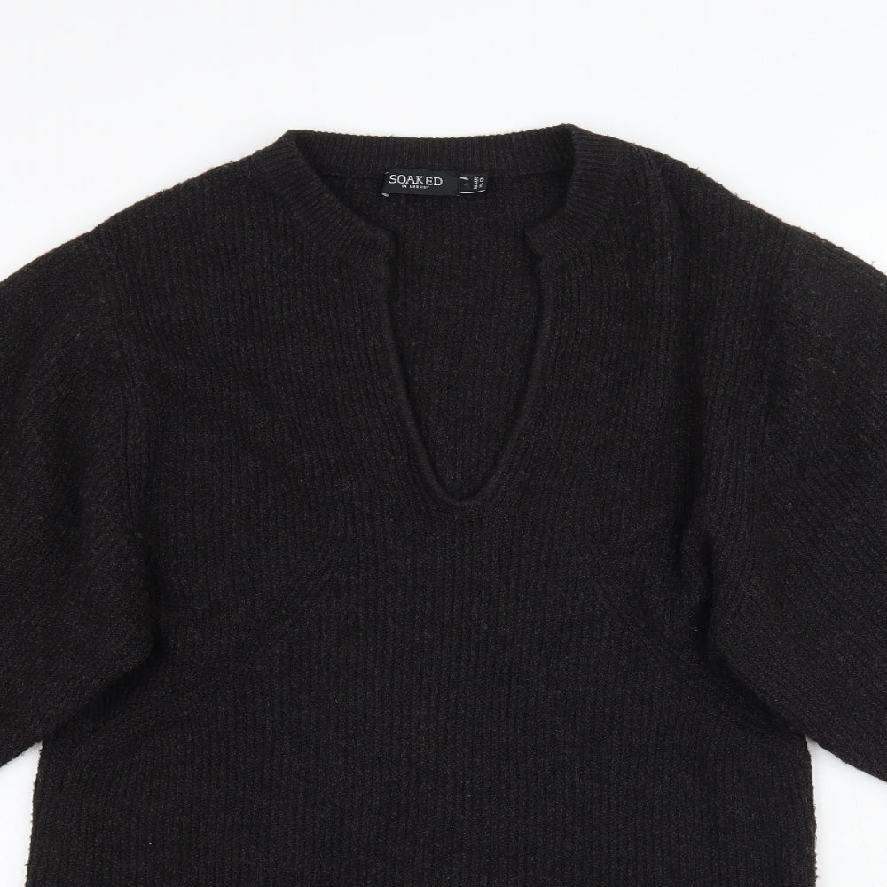 Soaked Womens Black  Knit Pullover Jumper Size S  - Balloon Sleeve