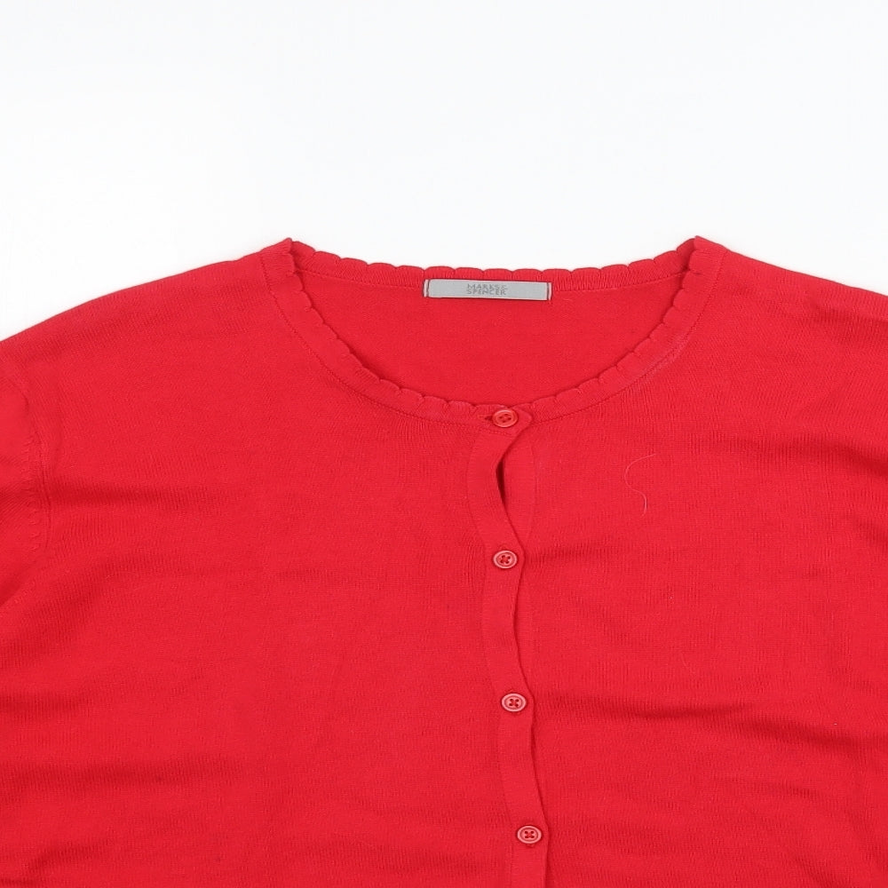 Marks and Spencer Womens Red  Knit Cardigan Jumper Size 18