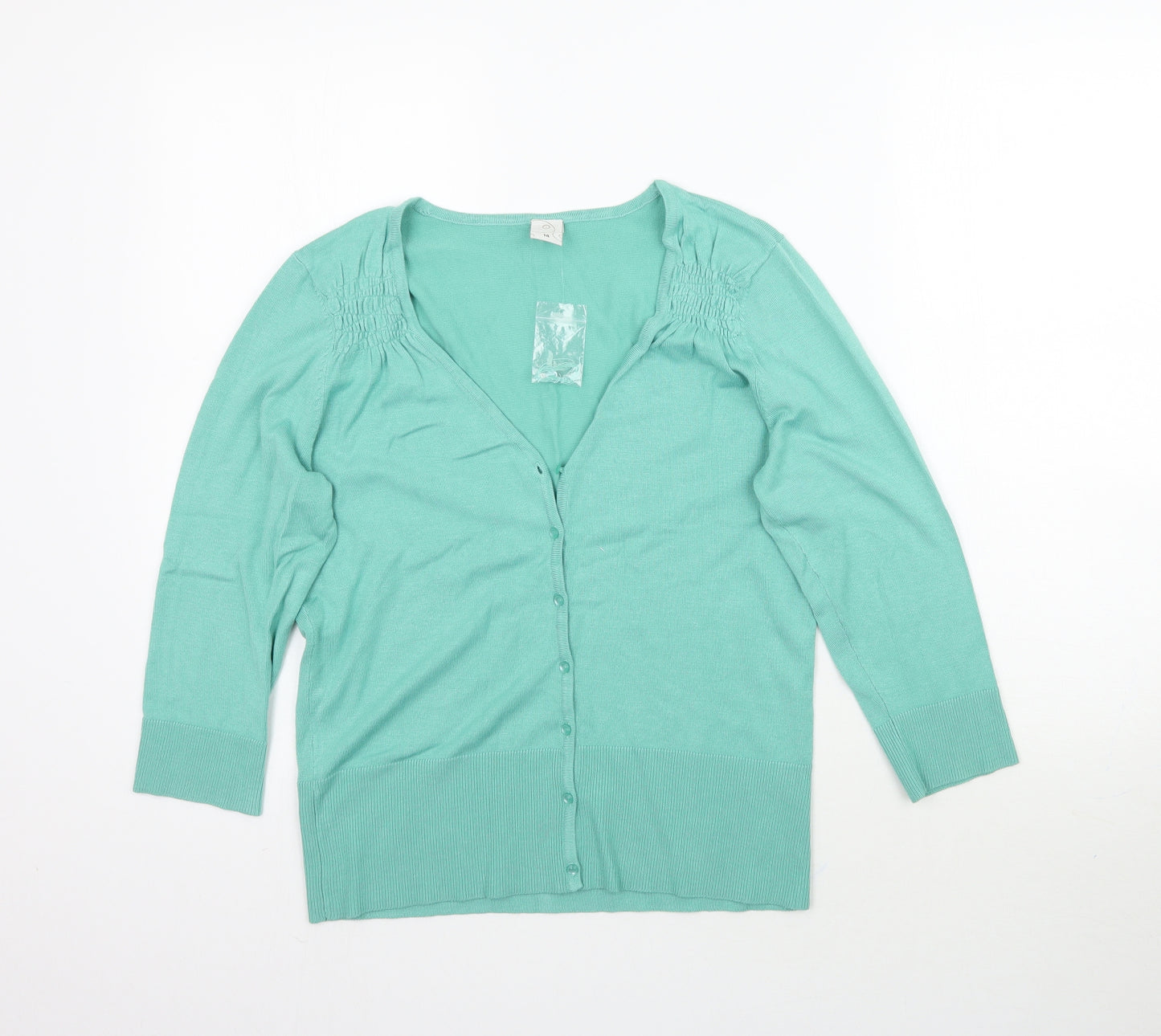 Preworn Womens Green  Knit Cardigan Jumper Size 14