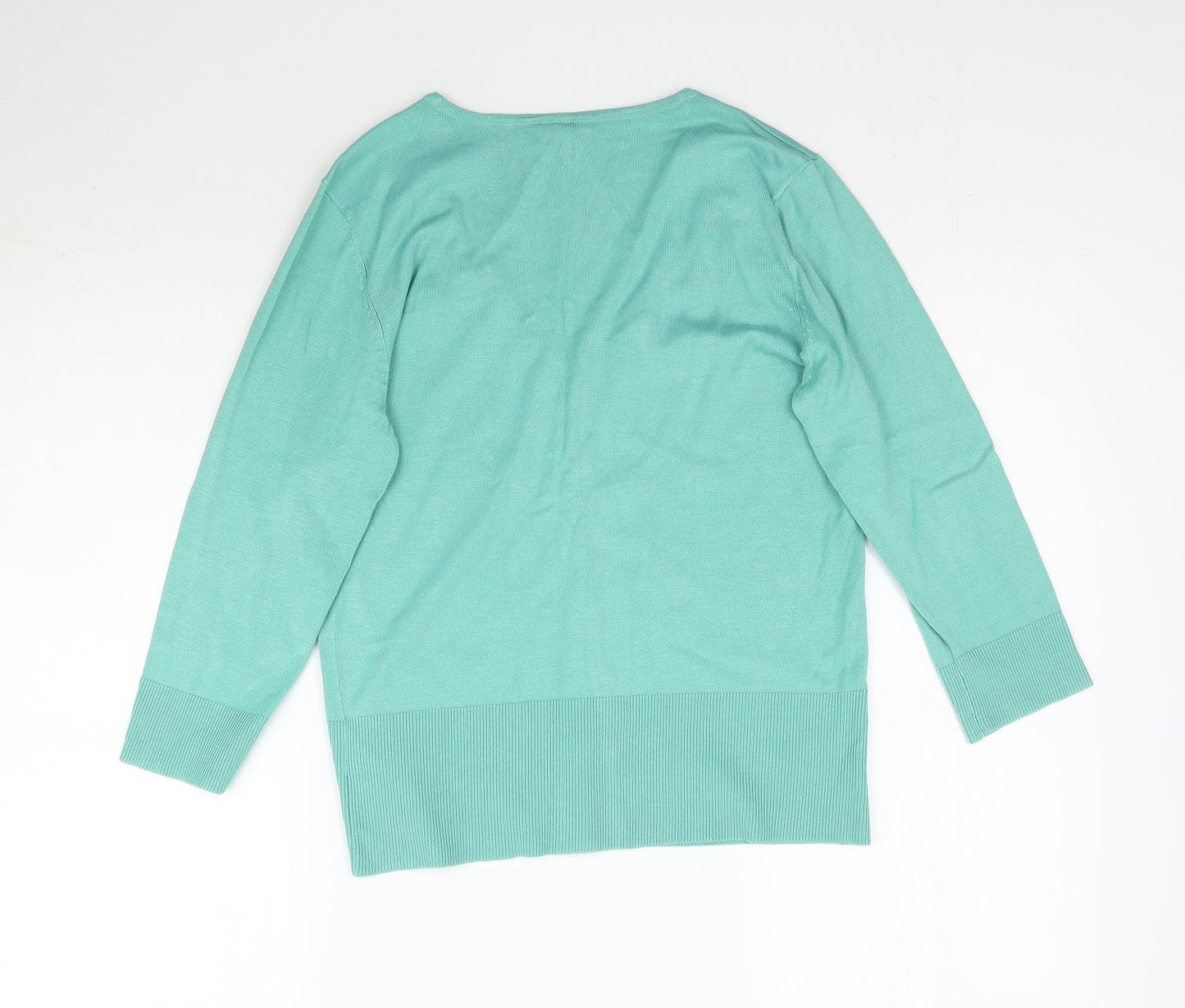 Preworn Womens Green  Knit Cardigan Jumper Size 14