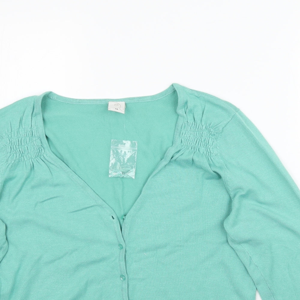 Preworn Womens Green  Knit Cardigan Jumper Size 14