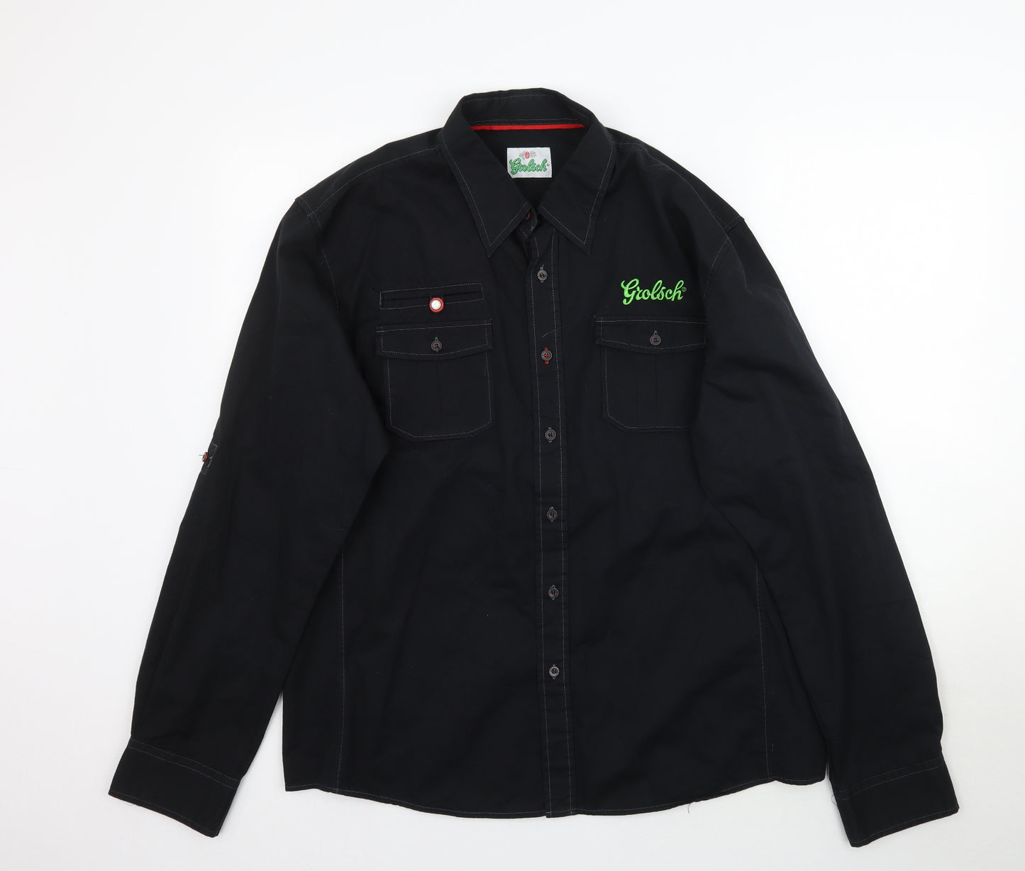 Grolsch Mens Black    Button-Up Size XL