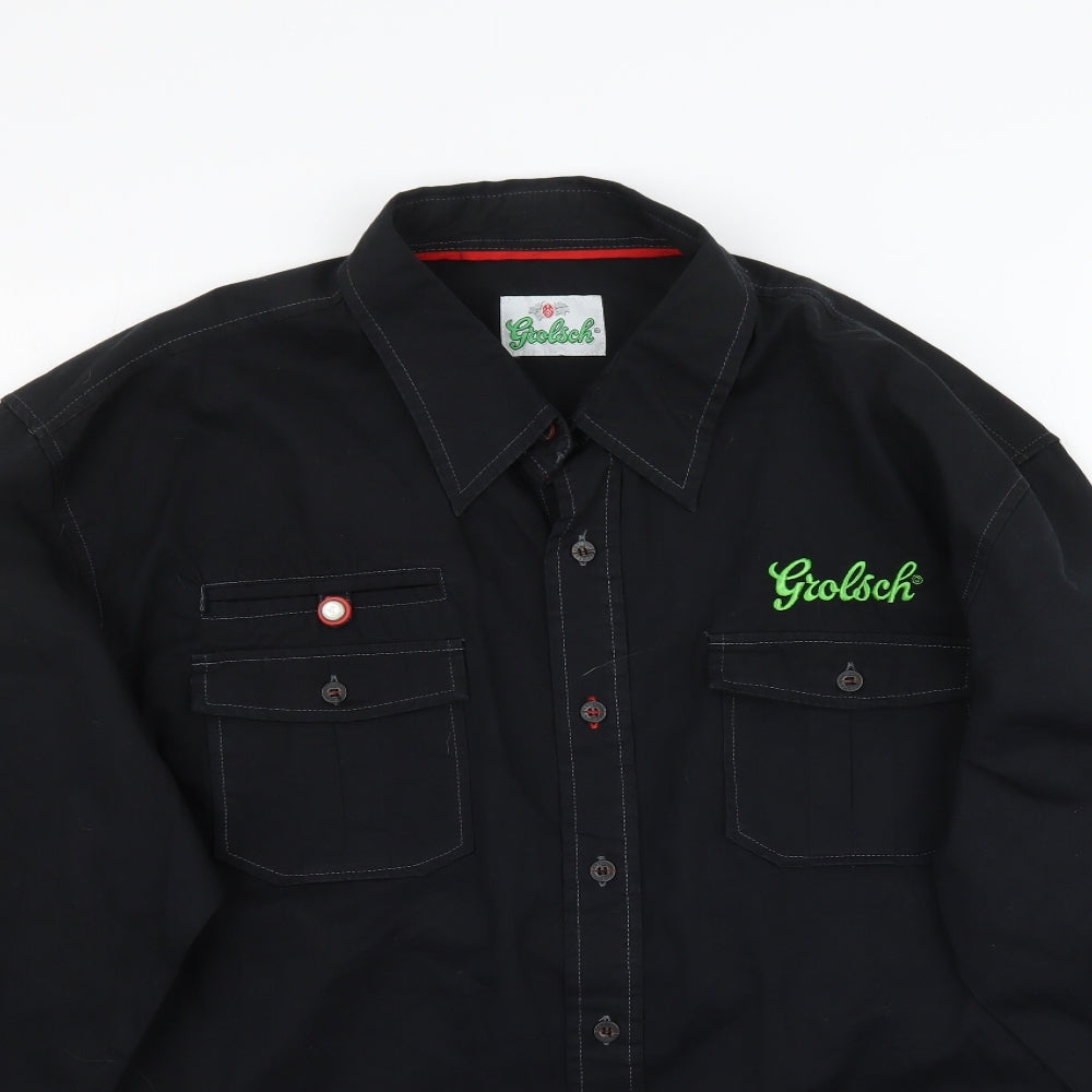 Grolsch Mens Black    Button-Up Size XL