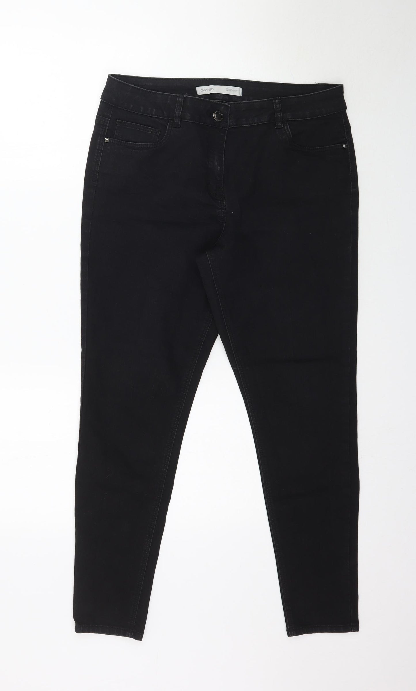 George Womens Black  Denim Skinny Jeans Size 14 L27 in
