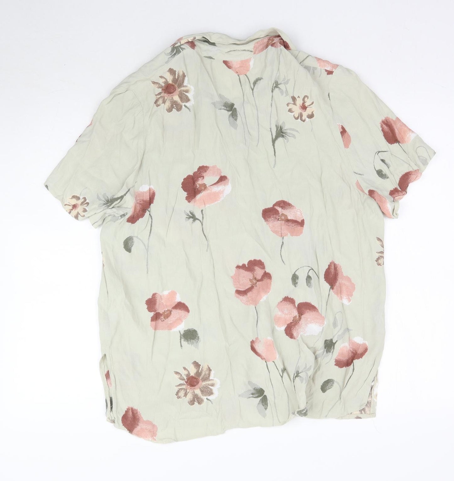 Preworn Womens Green Floral  Basic Button-Up Size 20