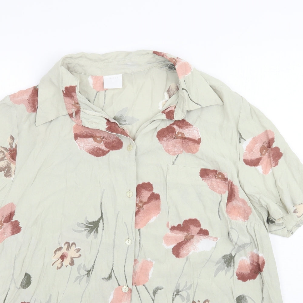 Preworn Womens Green Floral  Basic Button-Up Size 20