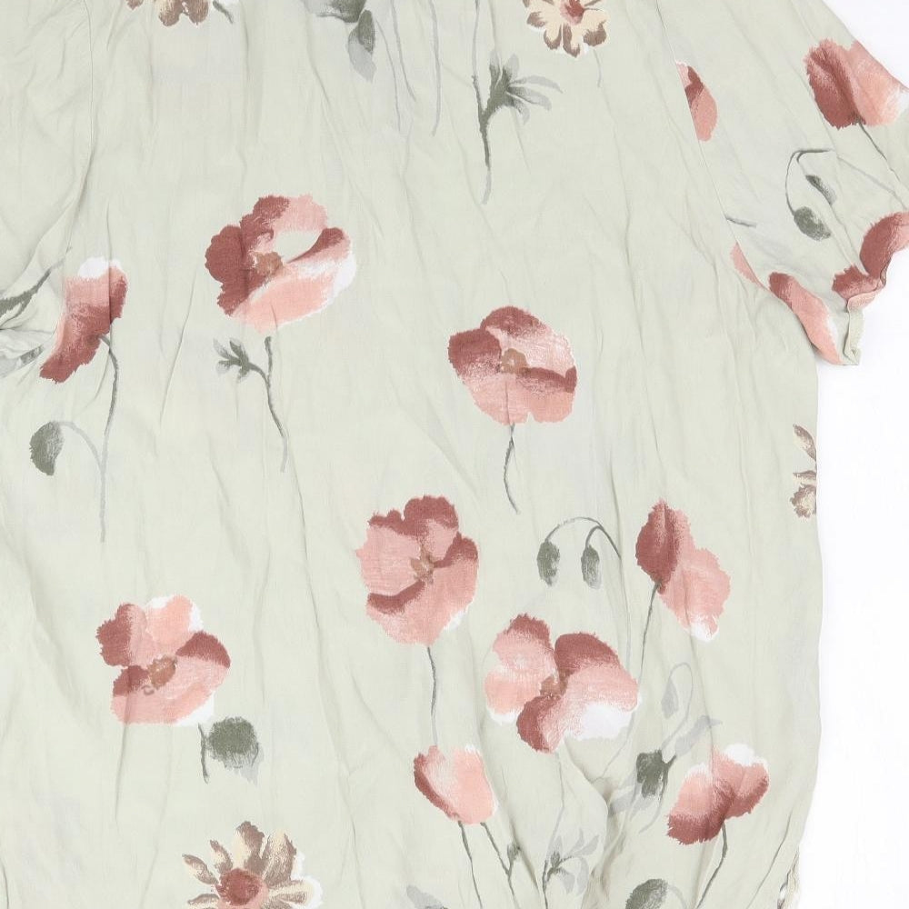 Preworn Womens Green Floral  Basic Button-Up Size 20