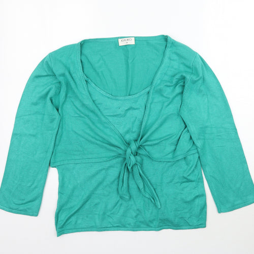 Kaliko Womens Green  Knit Basic Blouse Size 14  - Tie detail