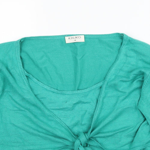 Kaliko Womens Green  Knit Basic Blouse Size 14  - Tie detail