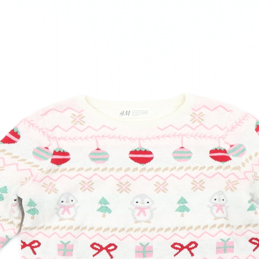 H&M Girls Multicoloured   Pullover Jumper Size 7-8 Years  - Christmas Jumper