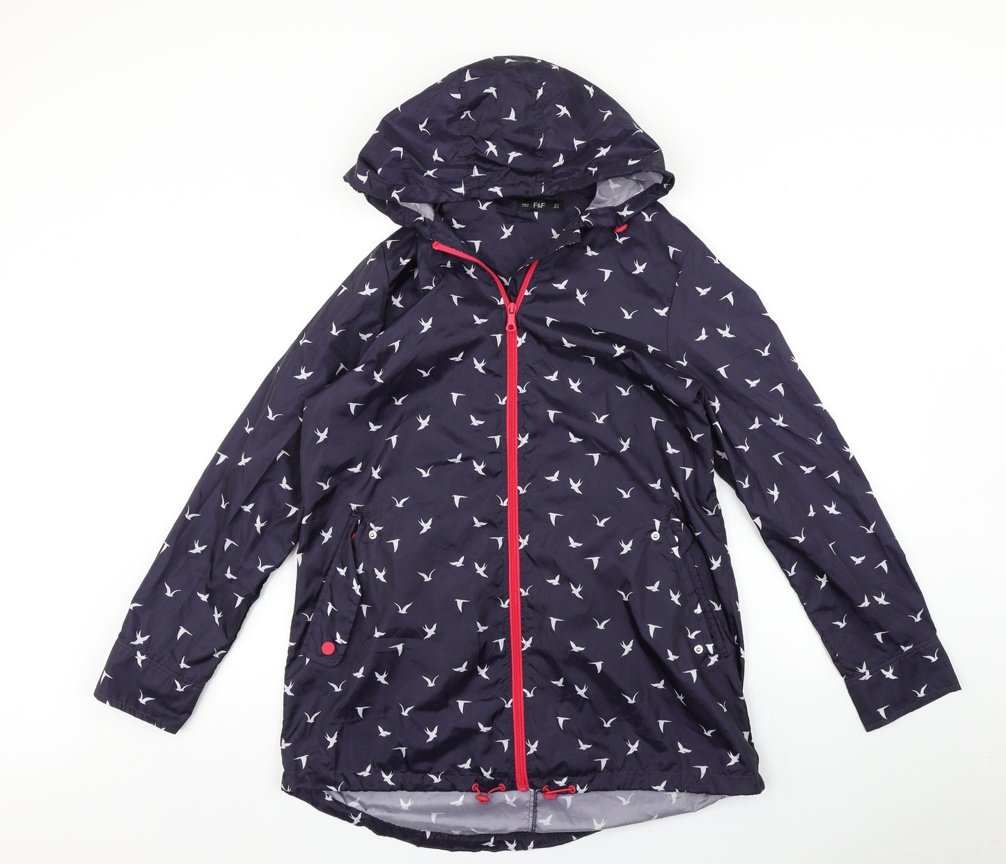 F&F Womens Blue   Rain Coat Coat Size M  - Bird print