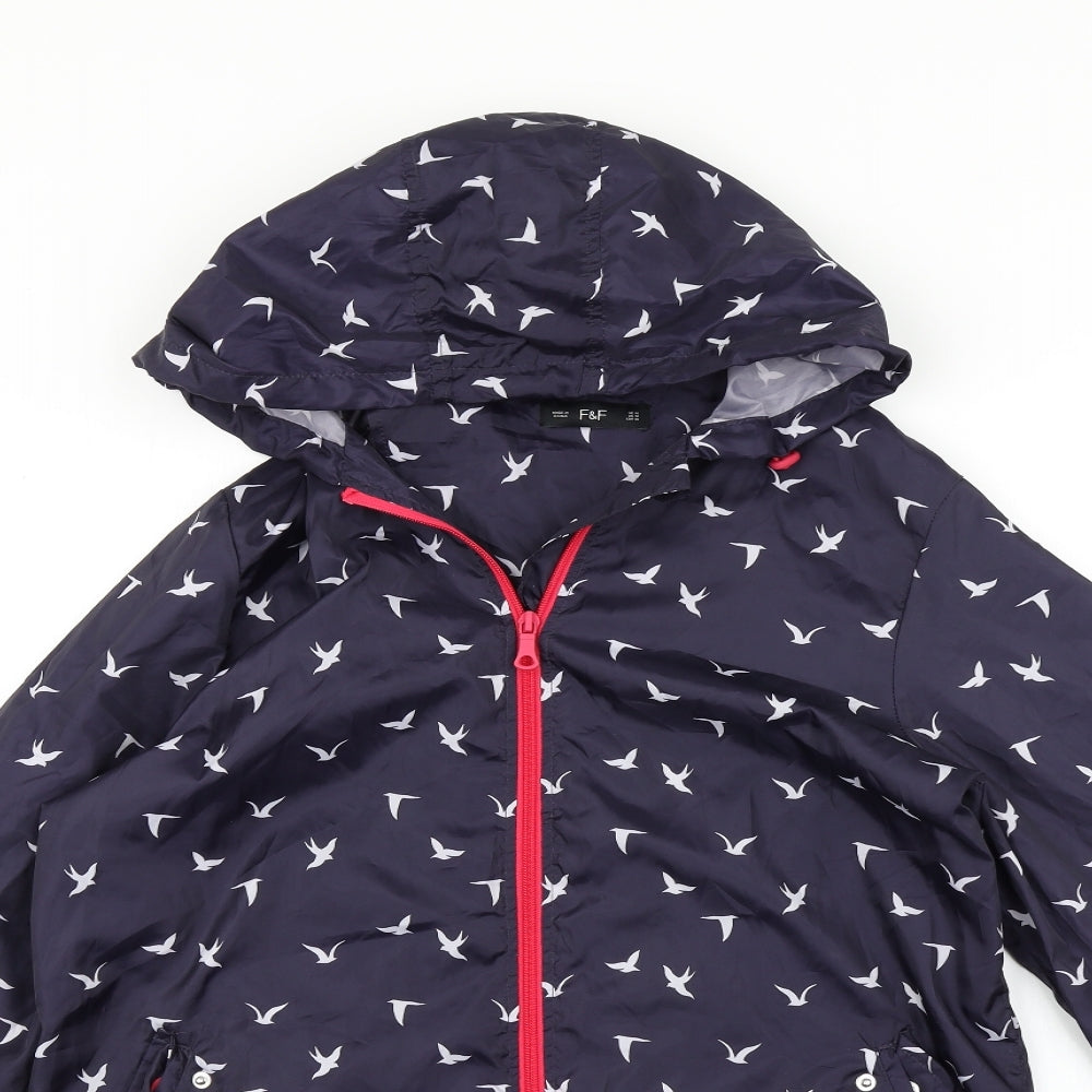 F&F Womens Blue   Rain Coat Coat Size M  - Bird print