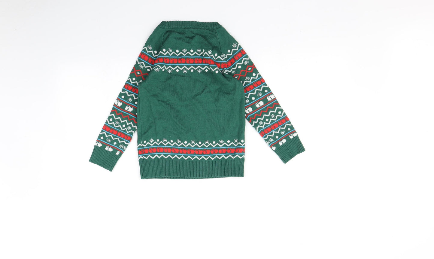 TU Boys Green Fair Isle  Pullover Jumper Size 3-4 Years  - Thomas the tank engine christmas