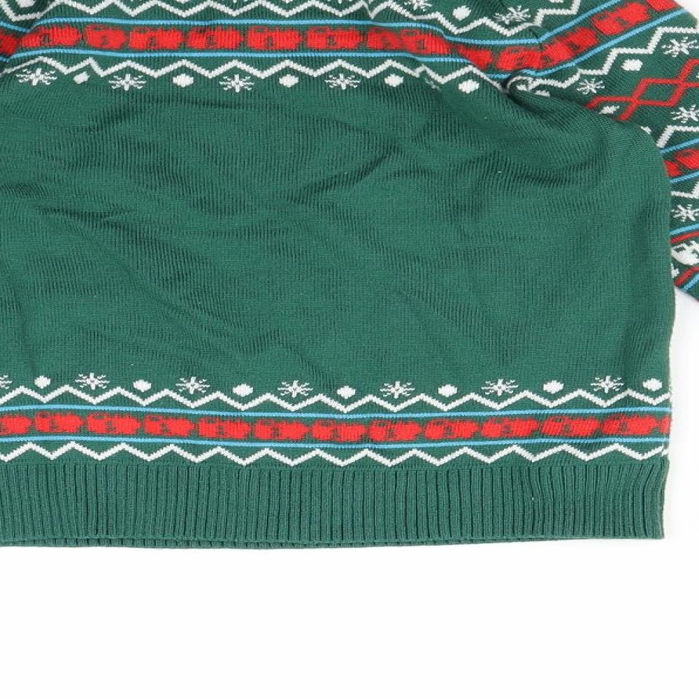 TU Boys Green Fair Isle  Pullover Jumper Size 3-4 Years  - Thomas the tank engine christmas