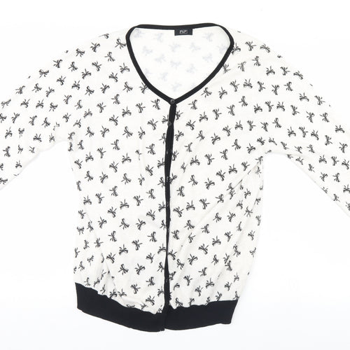 F&F Womens White Geometric  Cardigan Jumper Size 18