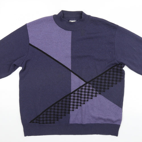 Preworn Mens Blue Geometric  Pullover Jumper