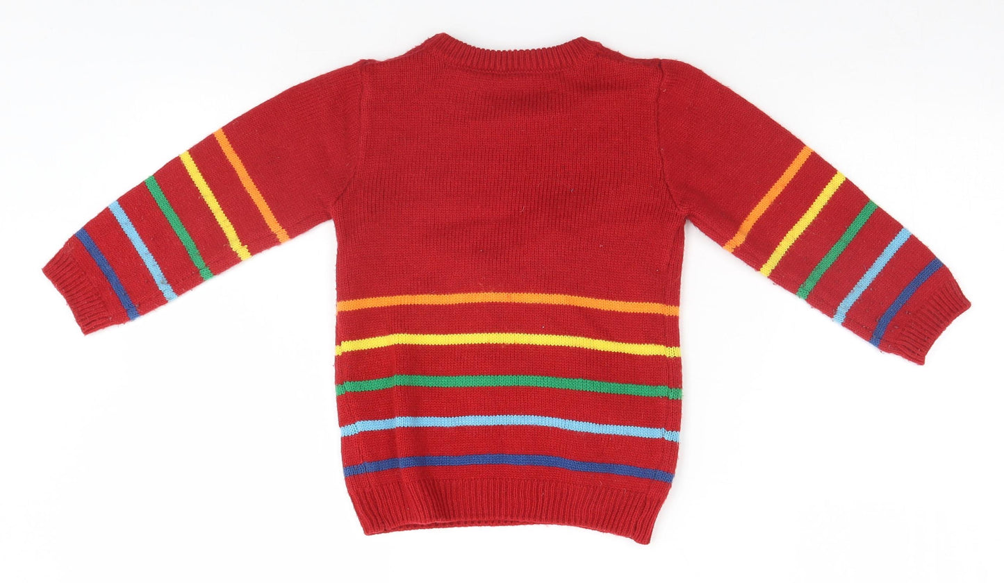 Nutmeg Boys Red   Pullover Jumper Size 3-4 Years  - Christmas, Dinosaur