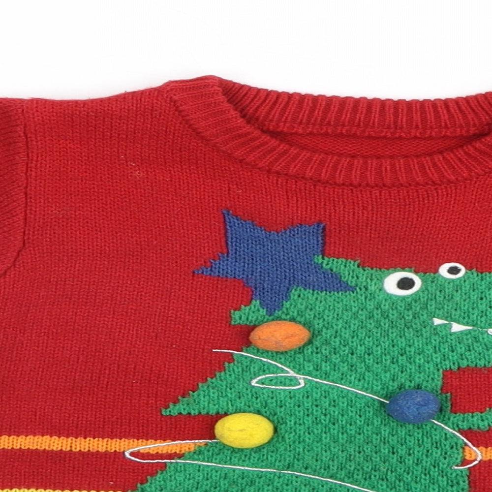 Nutmeg Boys Red   Pullover Jumper Size 3-4 Years  - Christmas, Dinosaur