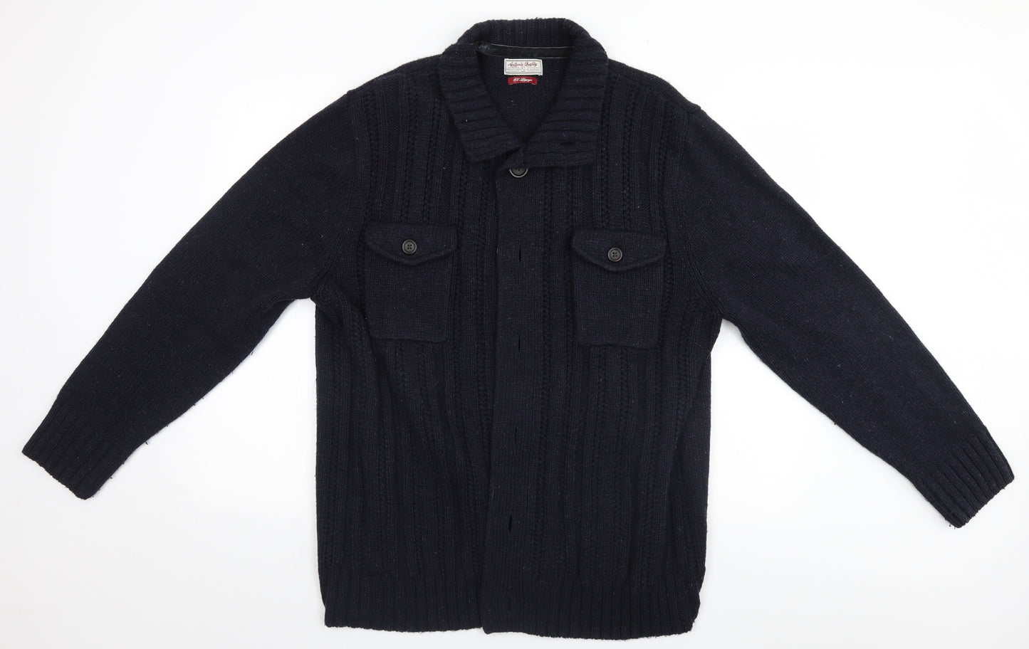 TU Mens Black   Cardigan Jumper Size XL