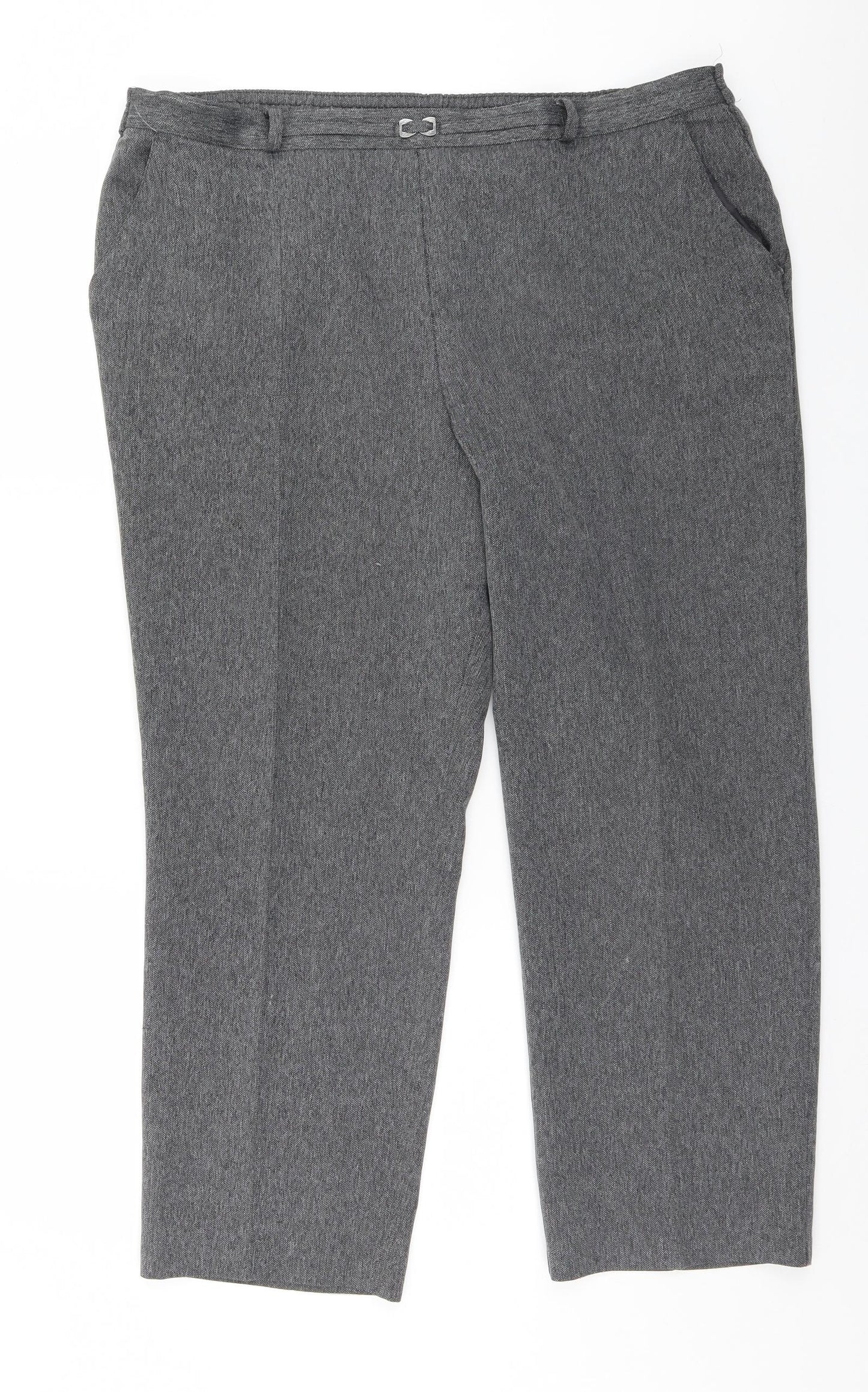 Marks and Spencer Womens Green Herringbone  Trousers  Size 18 L25 in