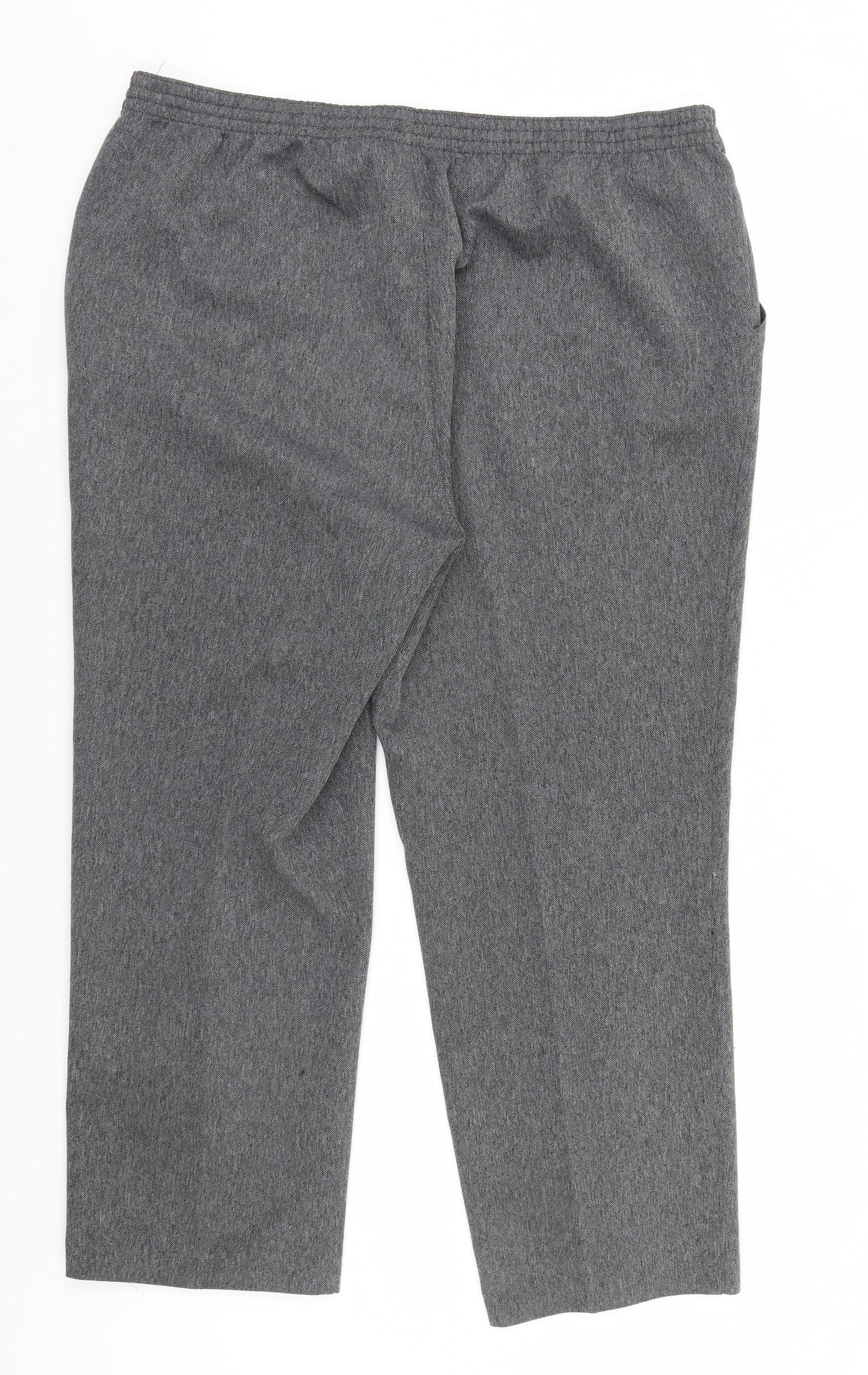 Marks and Spencer Womens Green Herringbone  Trousers  Size 18 L25 in
